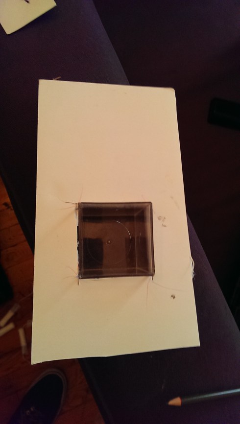 Cut out for the door of closet with viewport.