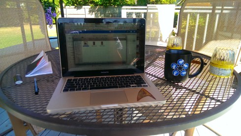Working outside on my our deck today. One thing I miss about Long Island, private outdoor space!!!